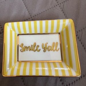 Draper James Smile Y’all Yellow and White Trinket Dish